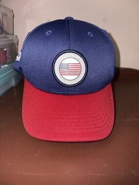 PGA Tour Pro Series Golf Hat Adult Adjustable Blue & Red Moisture Wicking